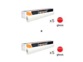 neoprint np2000af white gloss removable grey air-free adhesive gen2 1370mm (5 rolls)  + neolam nl20 transparent gloss overlaminate 1370mm (5 rolls) bundle, 5 x np2000af13 + 5 x nl20, bundle deals