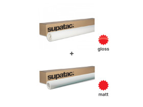 supatac std5100 gloss white vinyl permanent grey adhesive polymeric vinyl 1370mm + supatac stl5205 matt transparent polymeric overlaminate 1370mm bundle, 1 x std510013 + 1 x stl520513, bundle deals