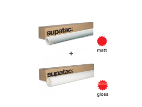 supatac std5130 matt white permanent clear adhesive polymeric vinyl 1370mm + supatac stl5200 gloss transparent polymeric overlaminate 1370mm bundle, 1 x std513013 + 1 x stl520013, bundle deals