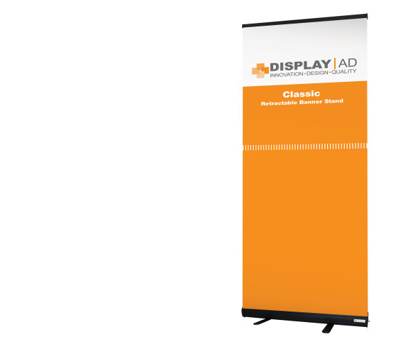 display|ad classic black retractable banner stand, dacb, economy roll ups