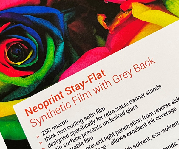 neoprint npsfs stay-flat synthetic film with grey back, npsfs, polypropylene & synthetic films