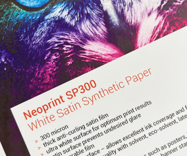 neoprint sp300 white satin synthetic paper, npsp300, polypropylene & synthetic films