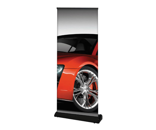 display|ad elite black retractable banner stand, daeb, premium roll ups